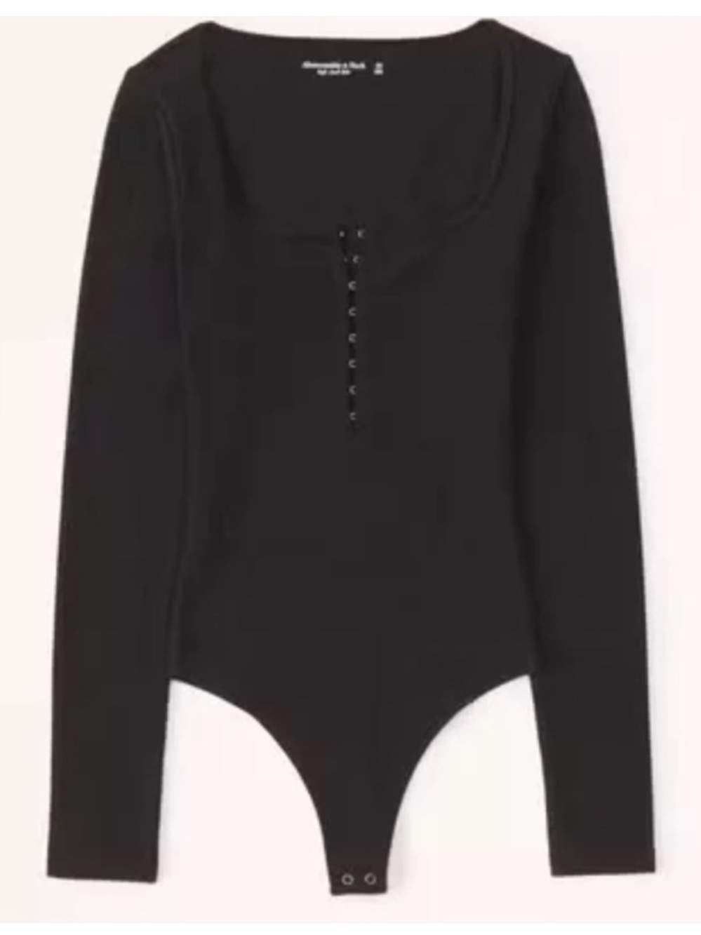 Abercrombie & Fitch Black Long-Sleeve Hook-and-Eye Bodysuit